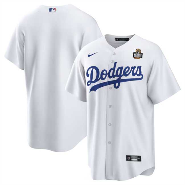 Mens Los Angeles Dodgers Blank White 2024 World Series Cool Base Stitched Jersey Dzhi